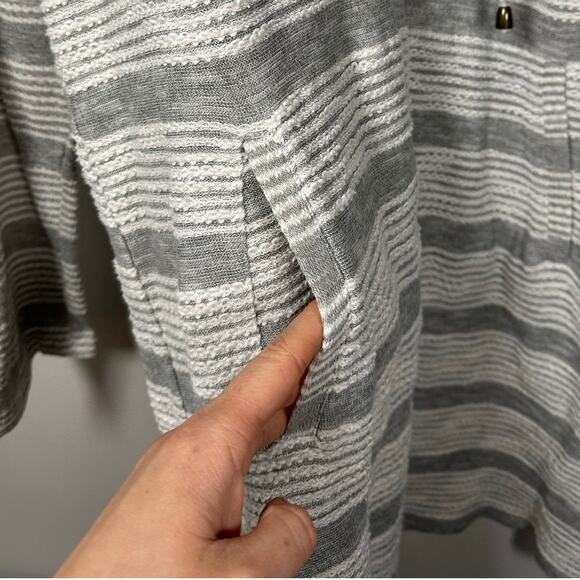 Simply Noelle White & Gray Striped Cotton Knit Swimsuit Cover Up Women's Medium - Picture 5 of 9